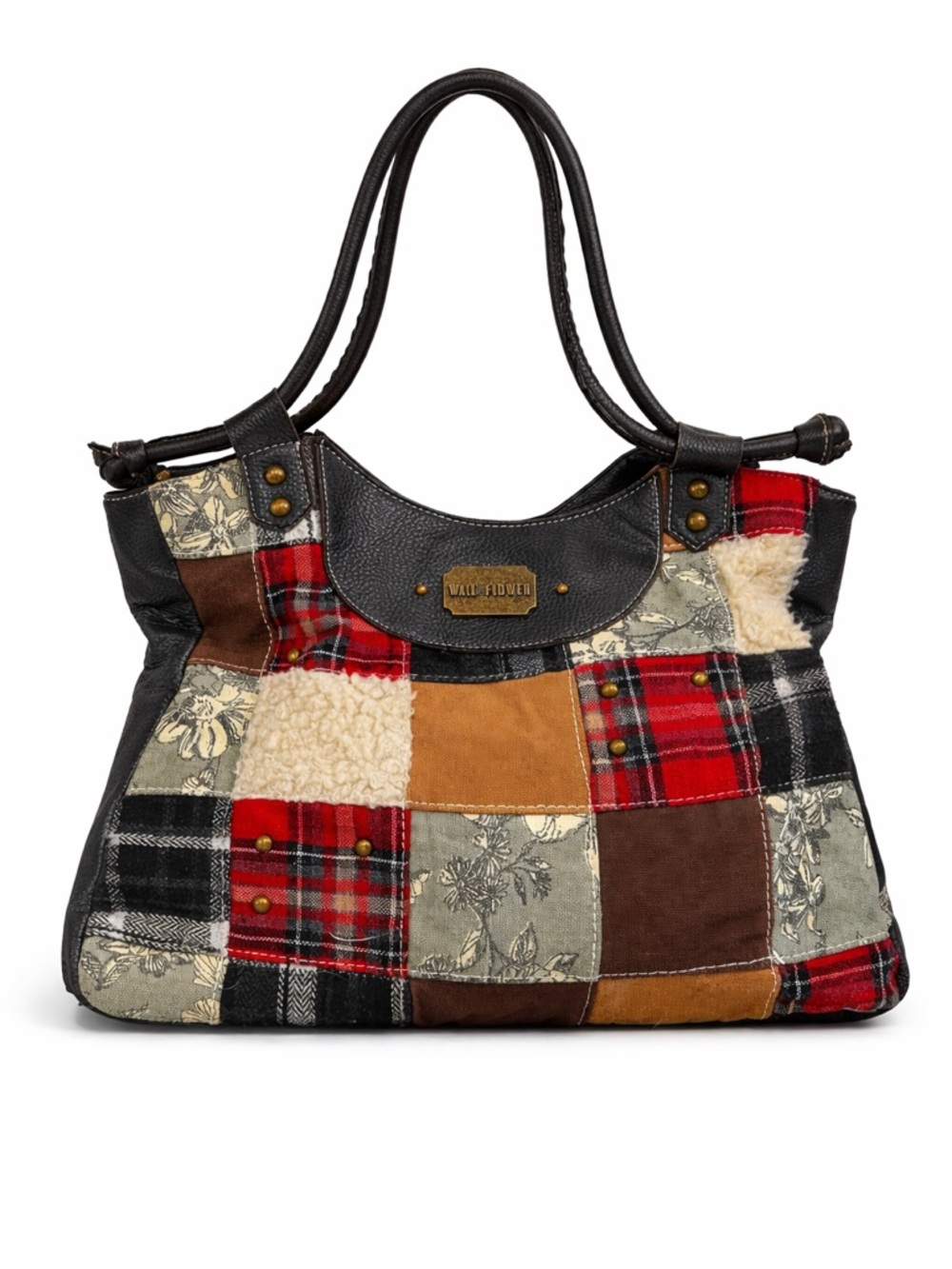 Patchwork Faux Leather Bag in Black and Red by WALL FLOWER WALLFLOWER